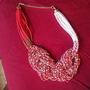 Beaded necklace with matching earrings.